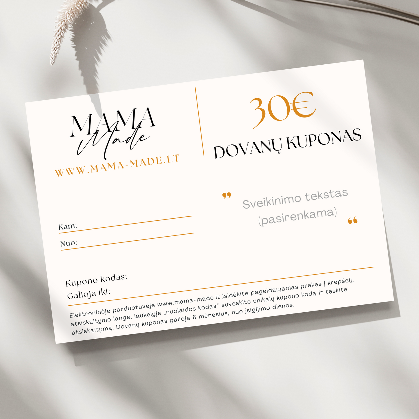MAMA MADE dovanų kuponas - MAMA MADE
