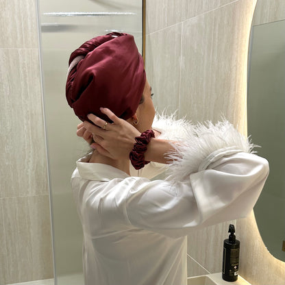 Šilkinis plaukų rankšluostis - vyno - MAMA MADE