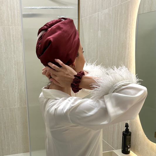 Šilkinis plaukų rankšluostis - vyno - MAMA MADE