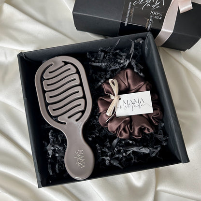 Šilkinės gumytės ir plaukų šepečio rinkinys