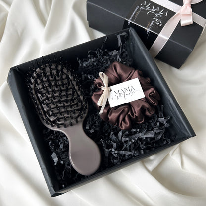 Šilkinės gumytės ir plaukų šepečio rinkinys