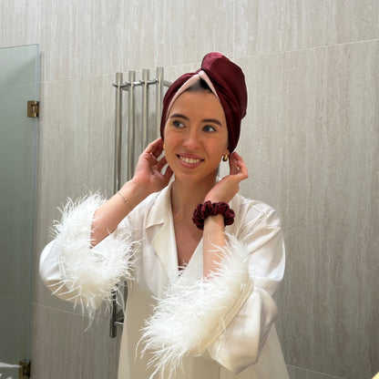 Šilkinis plaukų rankšluostis - vyno - MAMA MADE