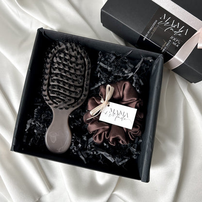 Šilkinės gumytės ir plaukų šepečio rinkinys