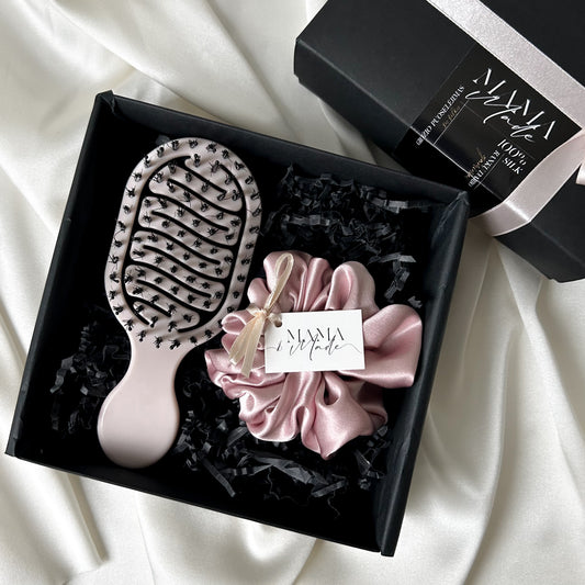 Šilkinės gumytės ir plaukų šepečio rinkinys